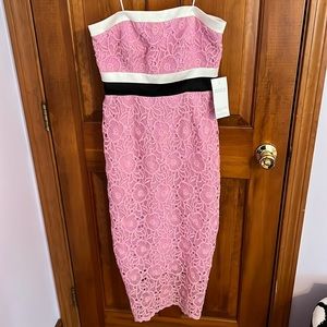 Cynthia Rowley eyelet lace dress with white and black satin border